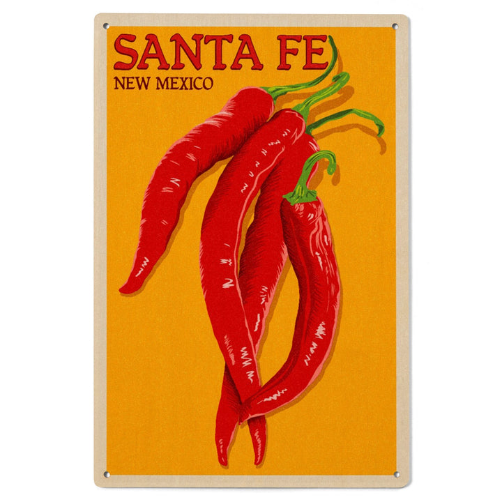 Santa Fe, New Mexico, Red Chiles, Letterpress, Lantern Press Artwork, Wood Signs and Postcards Wood Lantern Press 