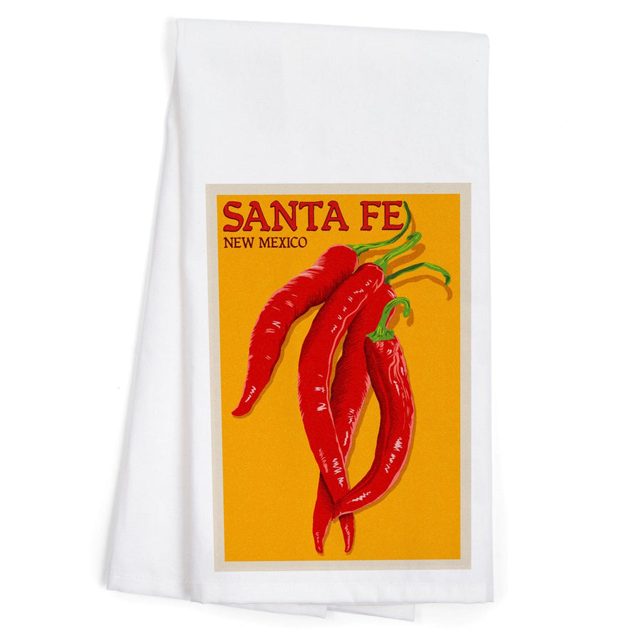 Santa Fe, New Mexico, Red Chiles, Letterpress, Organic Cotton Kitchen Tea Towels Kitchen Lantern Press 