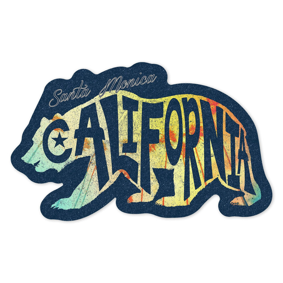 Santa Monica, California, Beach Palette, Contour, Vinyl Sticker Sticker Lantern Press 