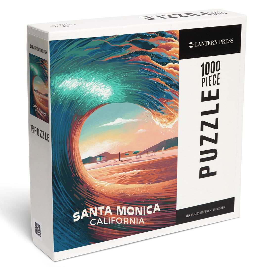 Santa Monica, California, Epic Wave, Jigsaw Puzzle Puzzle Lantern Press 