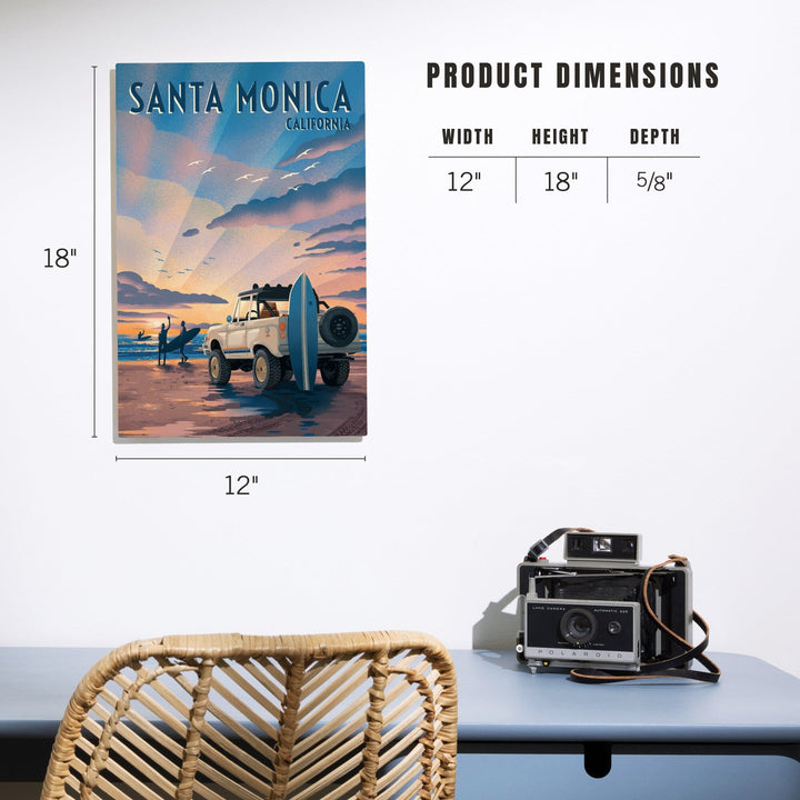 Santa Monica, California, Lithograph, Wake Up! Surf's Up!, Surfers on Beach, Wood Signs and Postcards Wood Lantern Press 