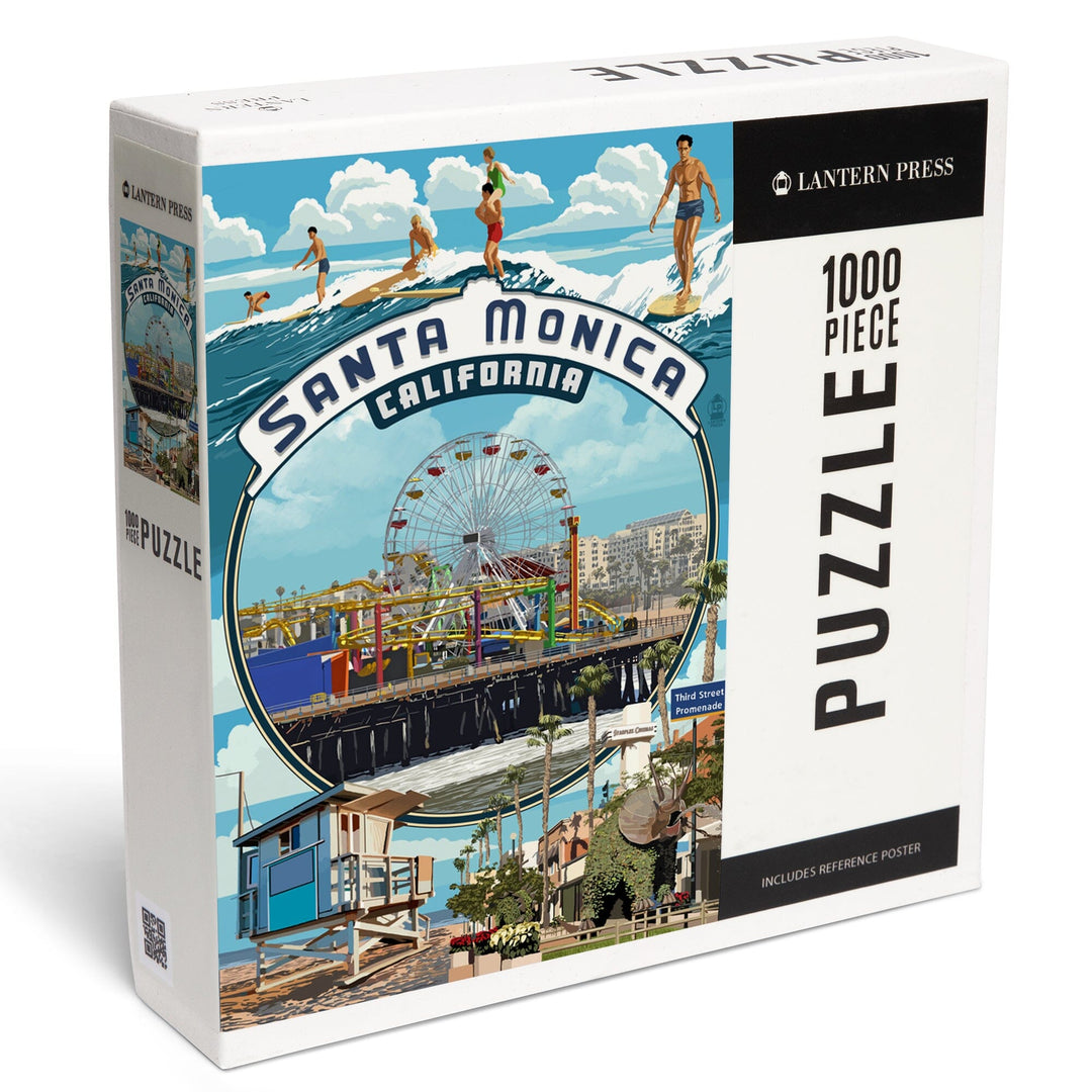 Santa Monica, California, Montage Scenes, Jigsaw Puzzle Puzzle Lantern Press 