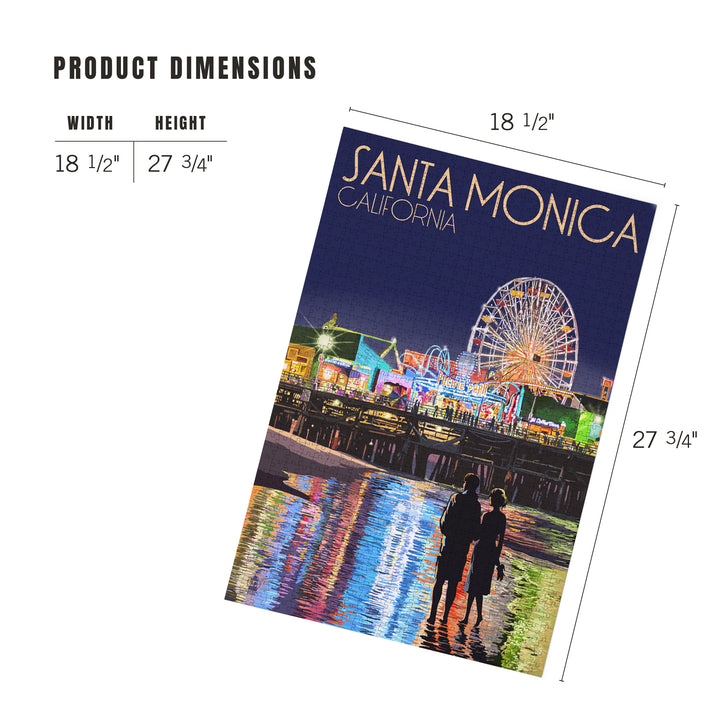 Santa Monica, California, Pier at Night, Jigsaw Puzzle Puzzle Lantern Press 