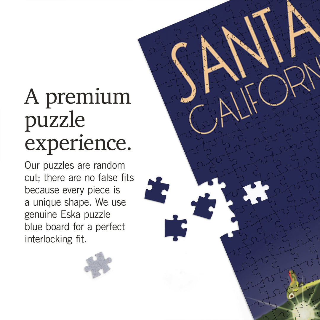 Santa Monica, California, Pier at Night, Jigsaw Puzzle Puzzle Lantern Press 