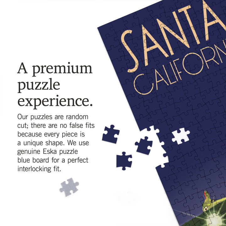 Santa Monica, California, Pier at Night, Jigsaw Puzzle Puzzle Lantern Press 