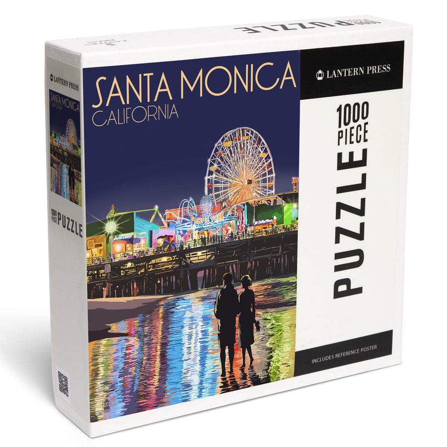 Santa Monica, California, Pier at Night, Jigsaw Puzzle Puzzle Lantern Press 