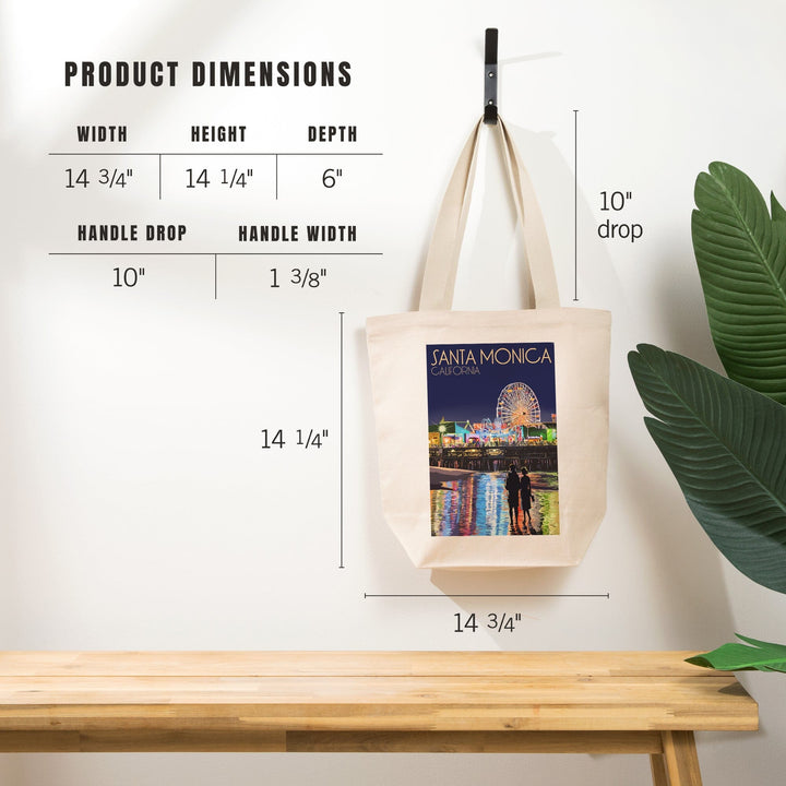 Santa Monica, California, Pier at Night, Tote Bag Totes Lantern Press 