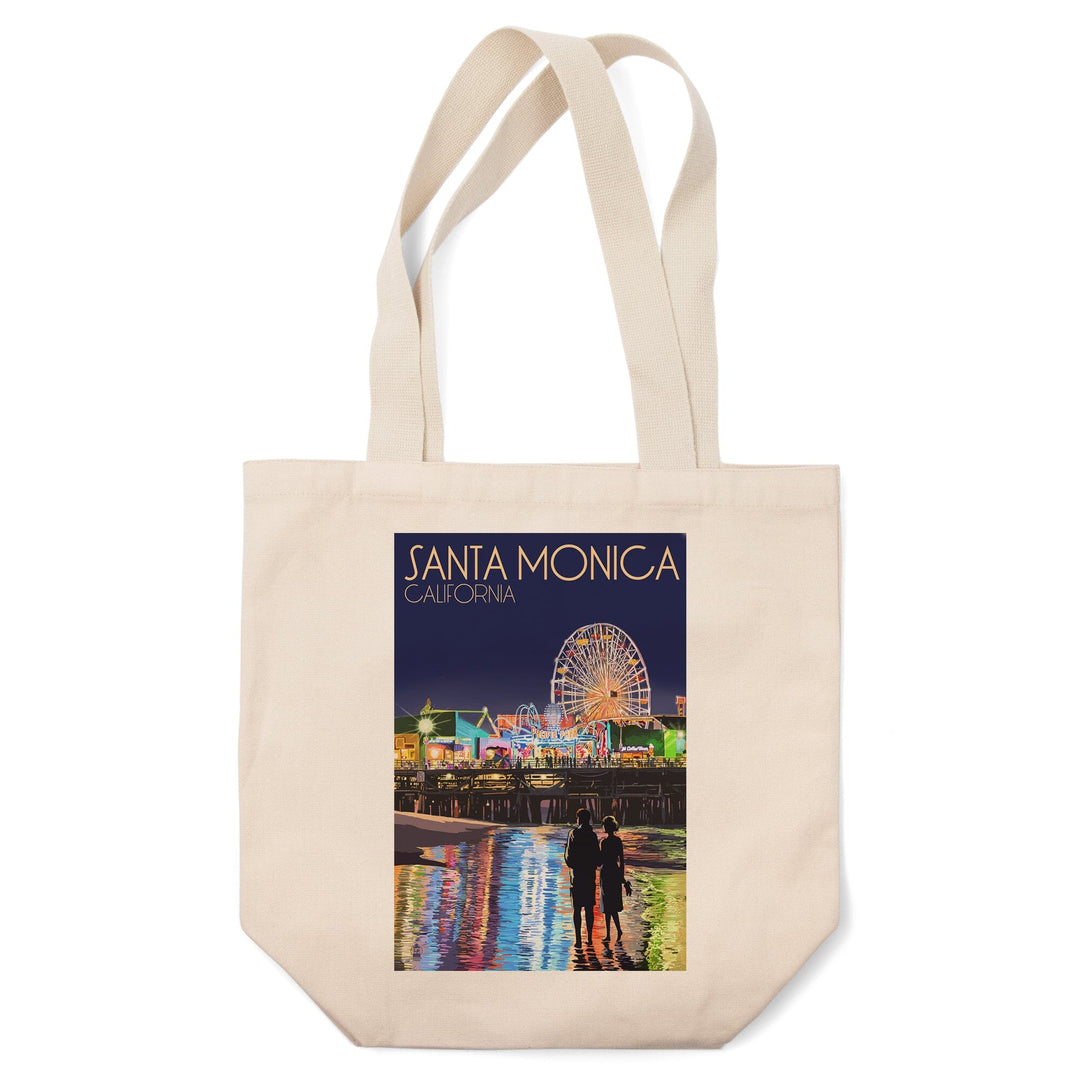 Santa Monica, California, Pier at Night, Tote Bag Totes Lantern Press 