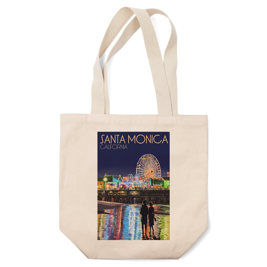 Santa Monica, California, Pier at Night, Tote Bag Totes Lantern Press 