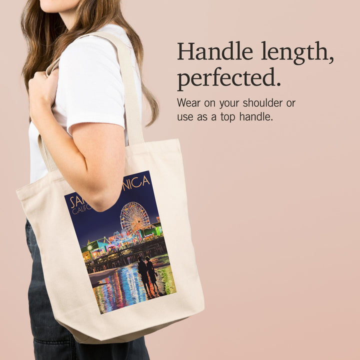 Santa Monica, California, Pier at Night, Tote Bag Totes Lantern Press 