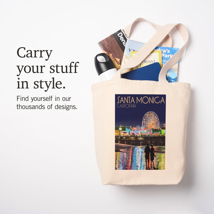 Santa Monica, California, Pier at Night, Tote Bag Totes Lantern Press 