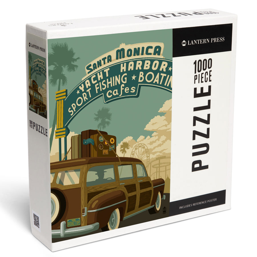 Santa Monica, California, Route 66, Pier Scene, Jigsaw Puzzle Puzzle Lantern Press 