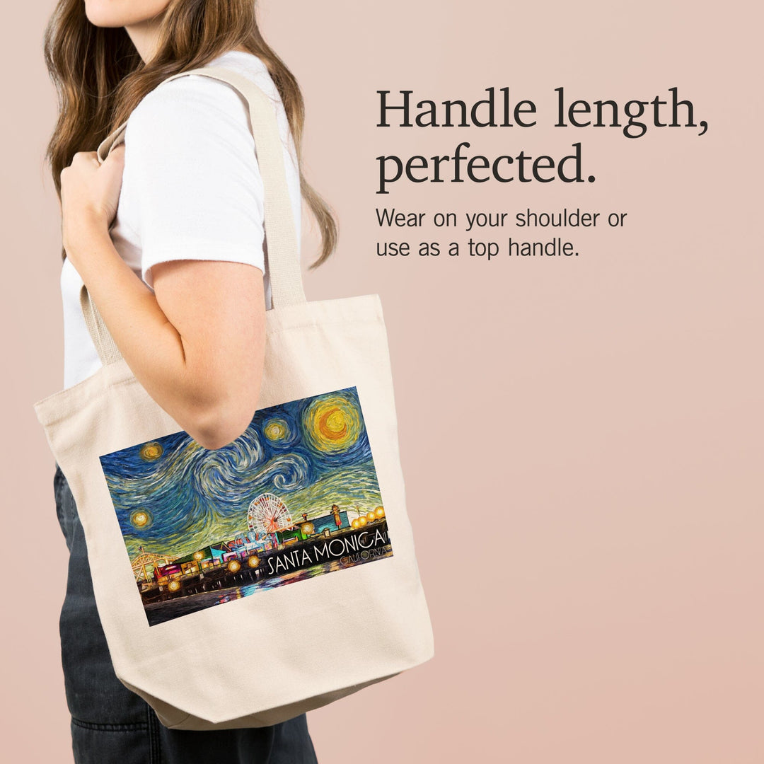 Santa Monica, California, Santa Monica Pier, Starry Night, Tote Bag Totes Lantern Press 
