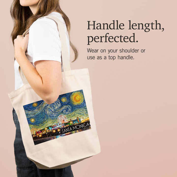 Santa Monica, California, Santa Monica Pier, Starry Night, Tote Bag Totes Lantern Press 