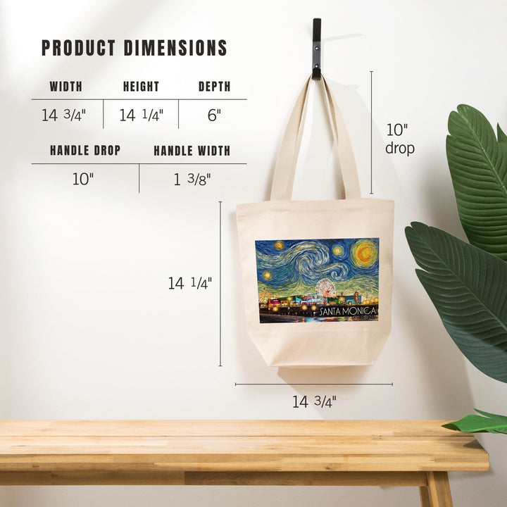 Santa Monica, California, Santa Monica Pier, Starry Night, Tote Bag Totes Lantern Press 