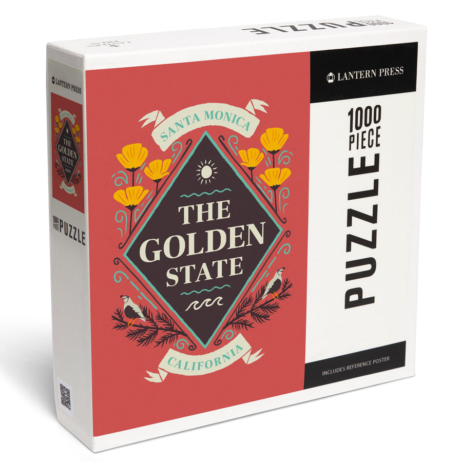Santa Monica, California, State Motto Crest, State Series, Jigsaw Puzzle Puzzle Lantern Press 