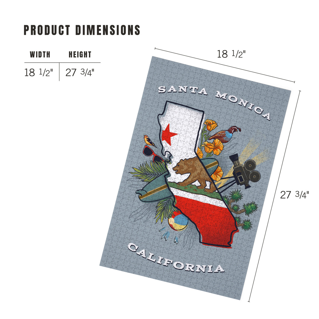 Santa Monica, California, State Treasure Trove, State Series, Jigsaw Puzzle Puzzle Lantern Press 