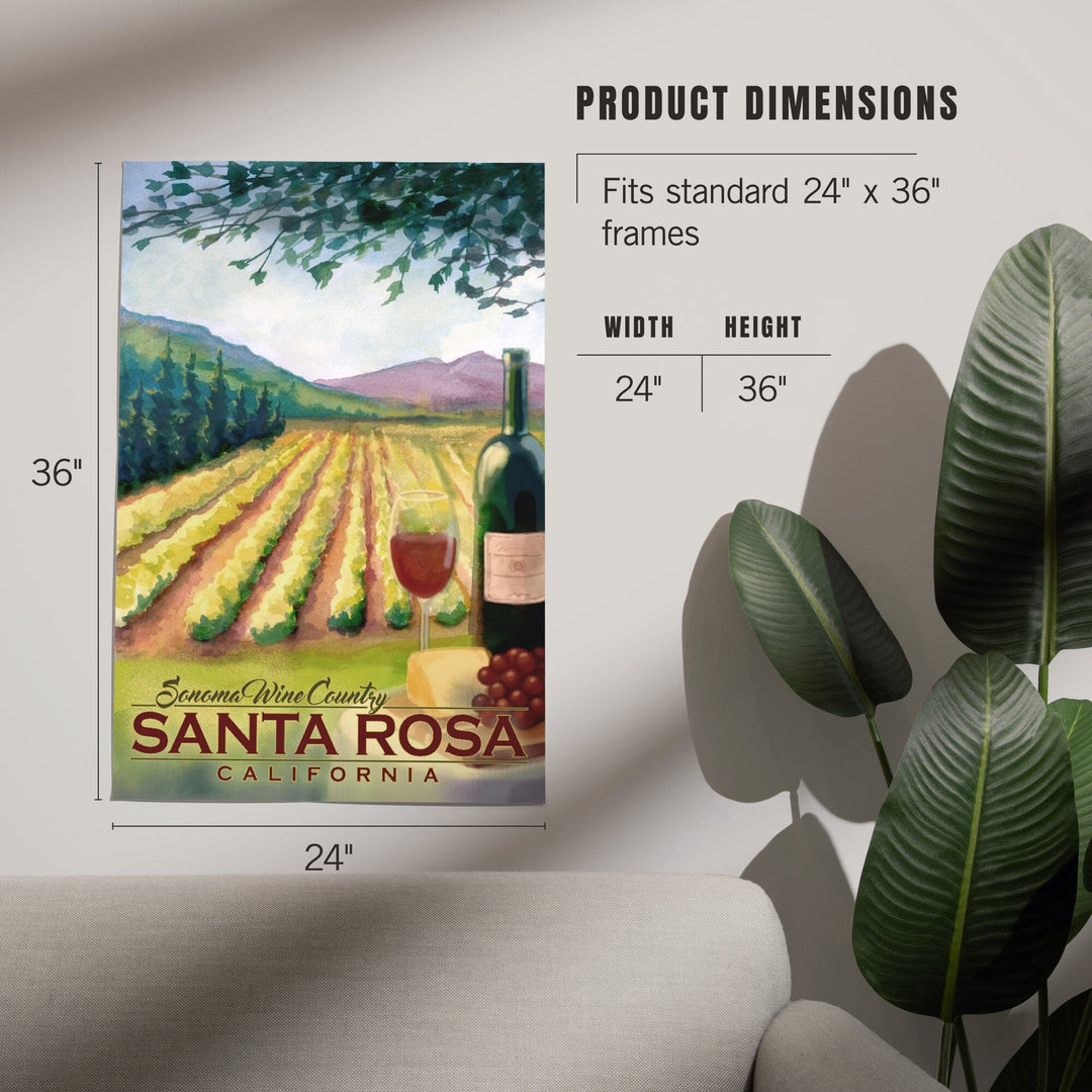 Santa Rosa, California, Sonoma County Wine Country, Art & Giclee Prints Art Lantern Press 