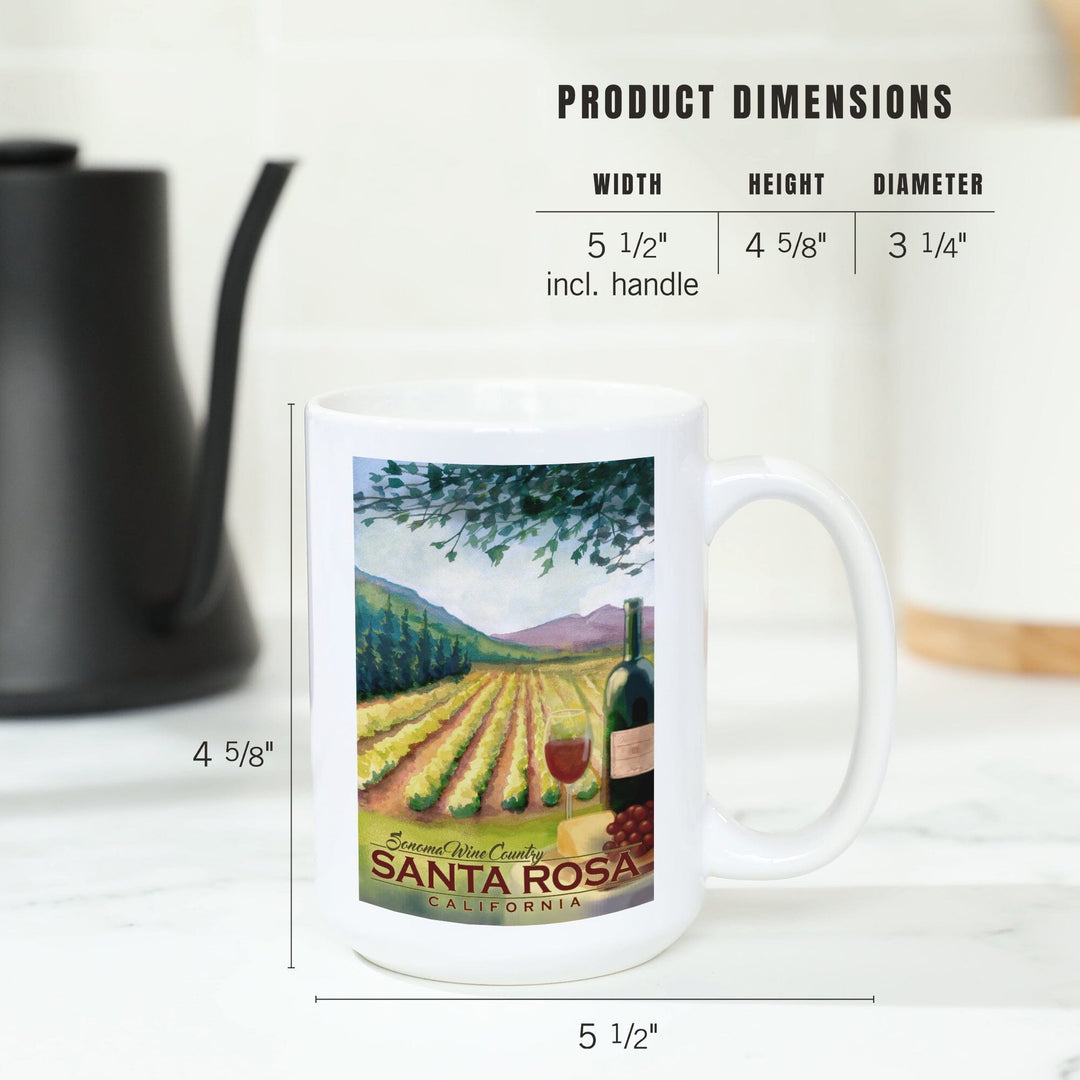 Santa Rosa, California, Sonoma County Wine Country, Ceramic Mug Mugs Lantern Press 
