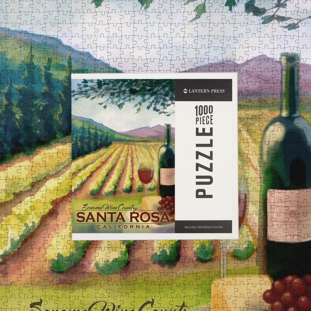 Santa Rosa, California, Sonoma County Wine Country, Jigsaw Puzzle Puzzle Lantern Press 