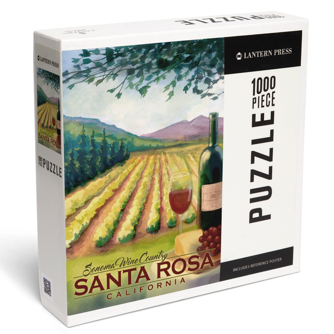 Santa Rosa, California, Sonoma County Wine Country, Jigsaw Puzzle Puzzle Lantern Press 