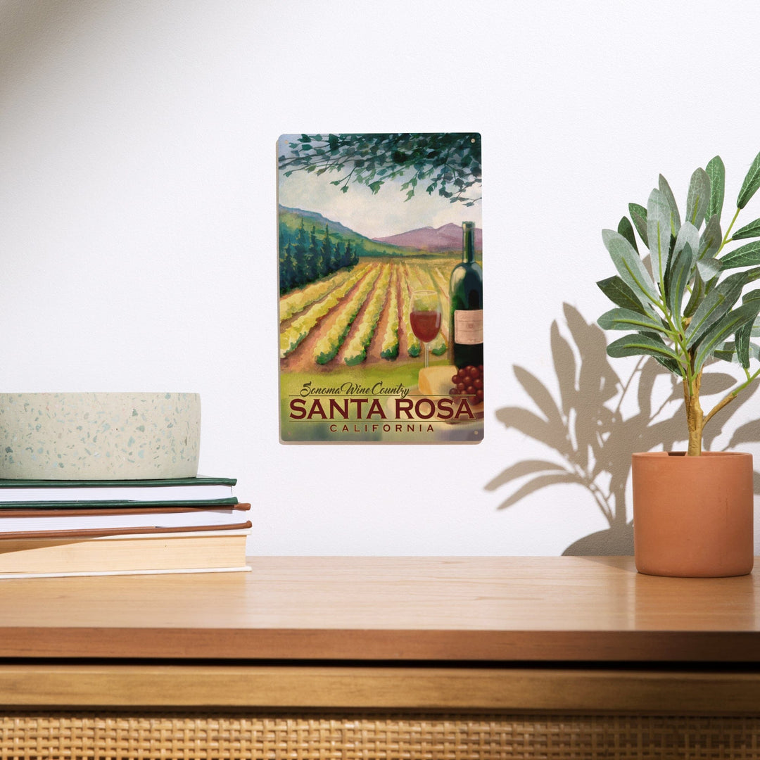 Santa Rosa, California, Sonoma County Wine Country, Lantern Press Artwork, Wood Signs and Postcards Wood Lantern Press 