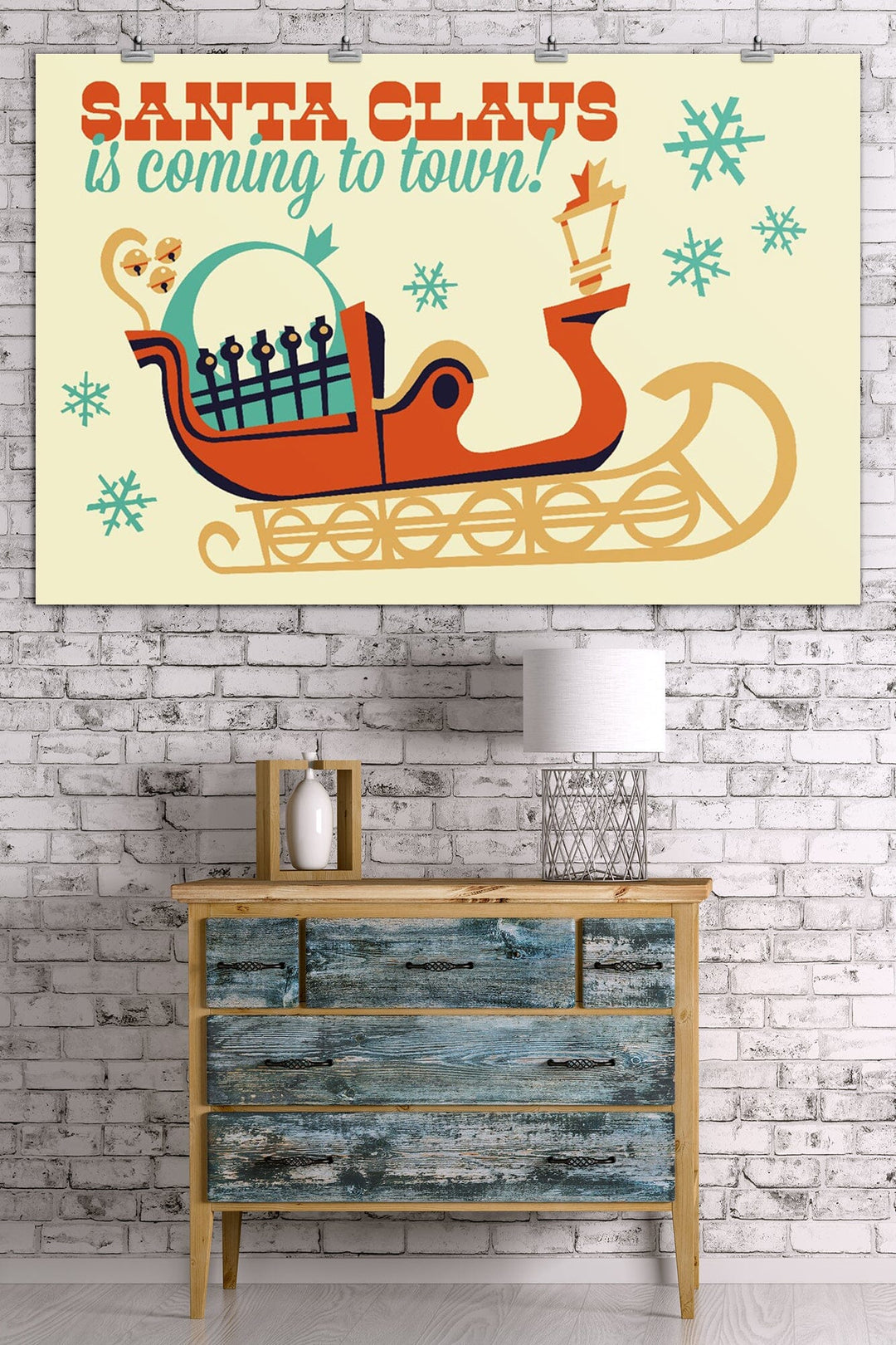 Santa Sleigh, Retro Christmas, Art & Giclee Prints Art Lantern Press 36 x 54 Giclee Print 