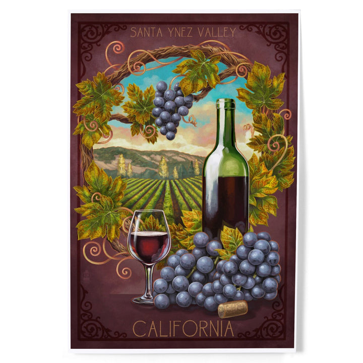 Santa Ynez Valley, California, Merlot Wine Scene, Art & Giclee Prints Art Lantern Press 