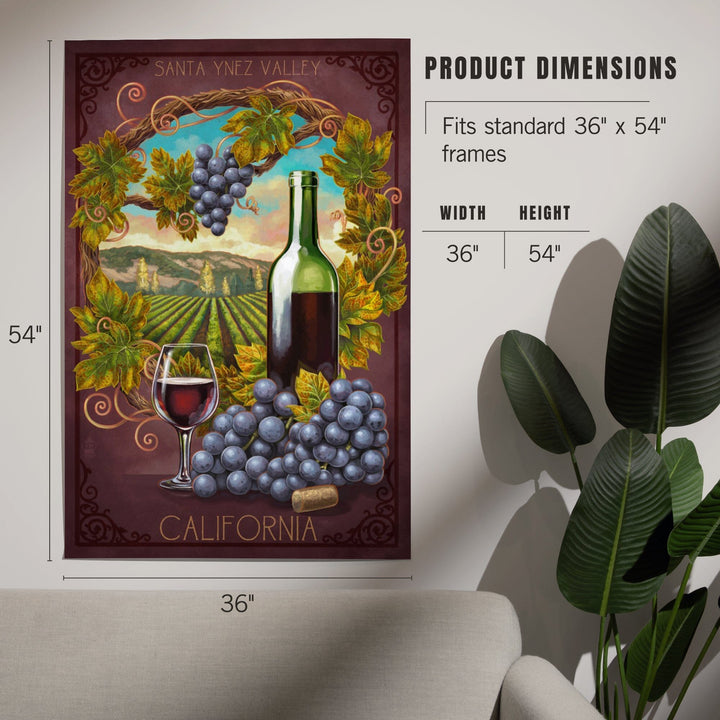 Santa Ynez Valley, California, Merlot Wine Scene, Art & Giclee Prints Art Lantern Press 