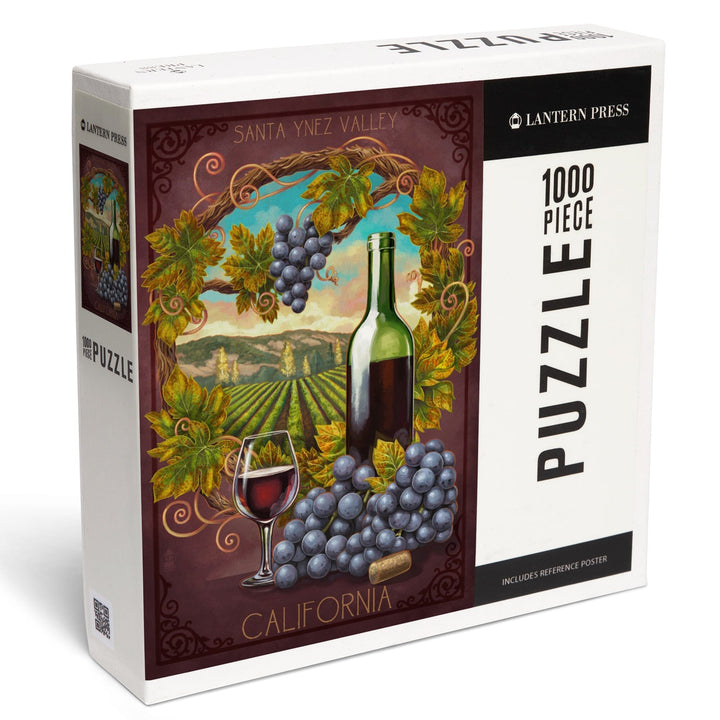 Santa Ynez Valley, California, Merlot Wine Scene, Jigsaw Puzzle Puzzle Lantern Press 
