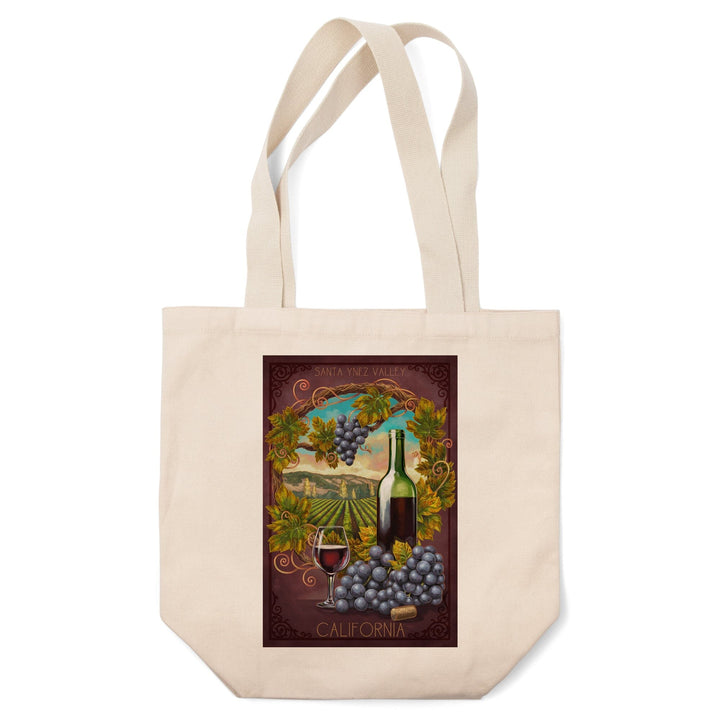 Santa Ynez Valley, California, Merlot Wine Scene, Tote Bag Totes Lantern Press 