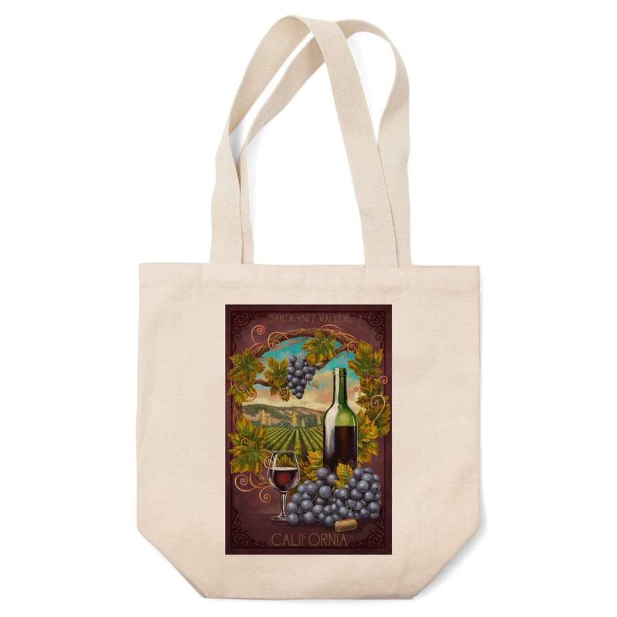 Santa Ynez Valley, California, Merlot Wine Scene, Tote Bag Totes Lantern Press 