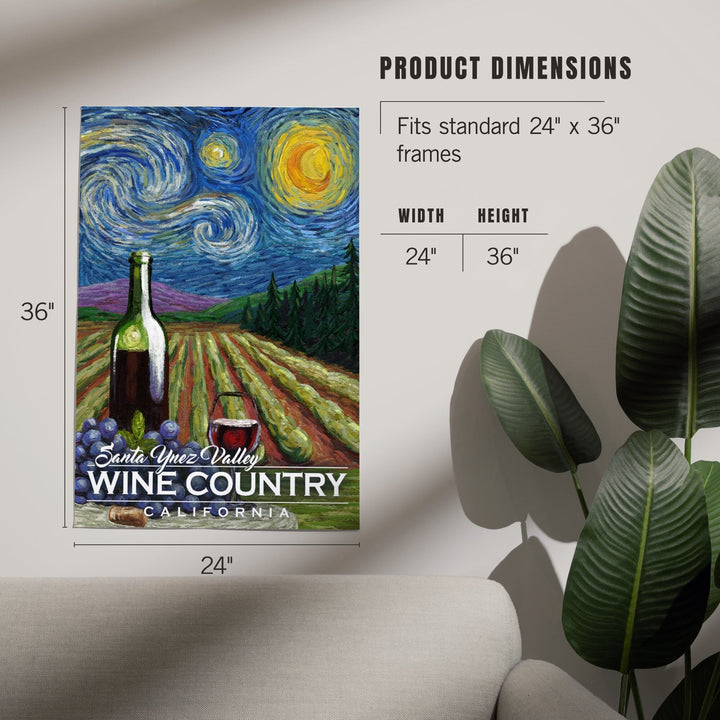 Santa Ynez Valley, California, Wine Country, Vineyard, Starry Night, Art & Giclee Prints Art Lantern Press 