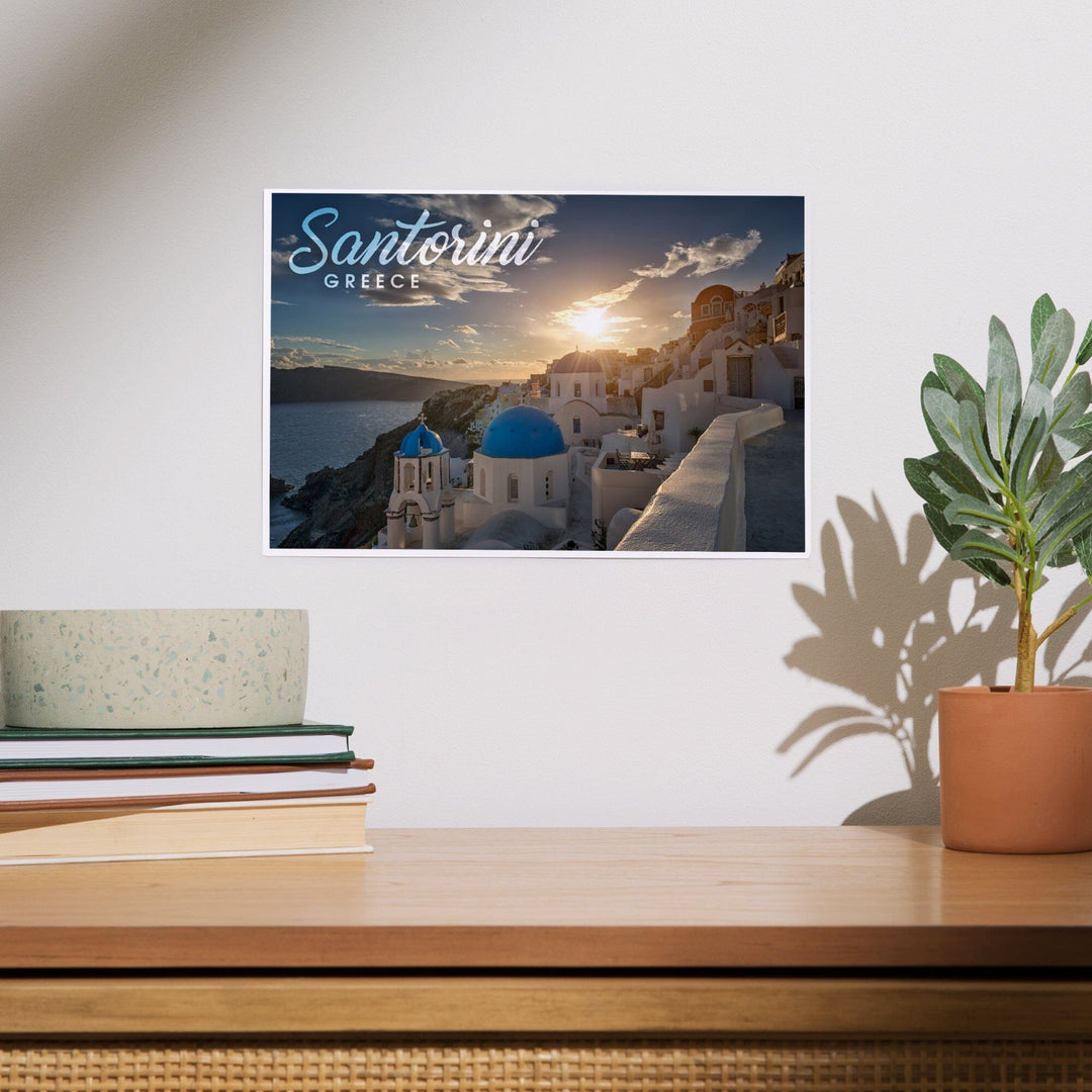 Santorini, Greece, Sunset and Coastal Town, Art & Giclee Prints Art Lantern Press 