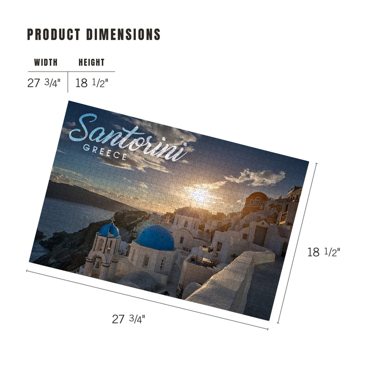Santorini, Greece, Sunset and Coastal Town, Jigsaw Puzzle Puzzle Lantern Press 