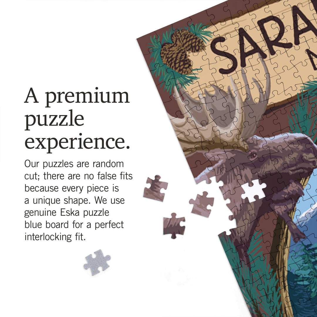 Saranac Lake, New York, Adirondacks Canoe Scene, Jigsaw Puzzle Puzzle Lantern Press 
