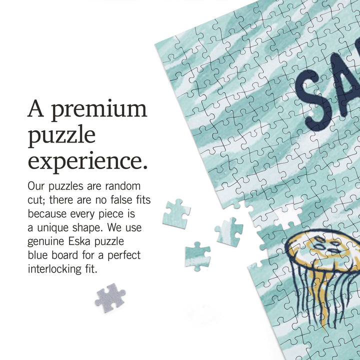 Sarasota, FL, Sea Turtle, Graphic Pastel, Jigsaw Puzzle Puzzle Lantern Press 