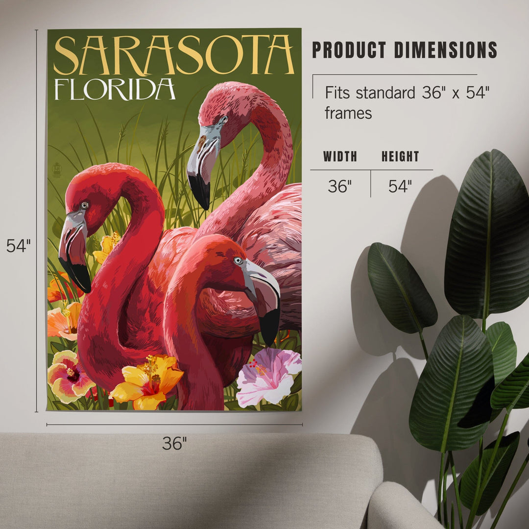 Sarasota, Florida, Flamingos, Art & Giclee Prints Art Lantern Press 