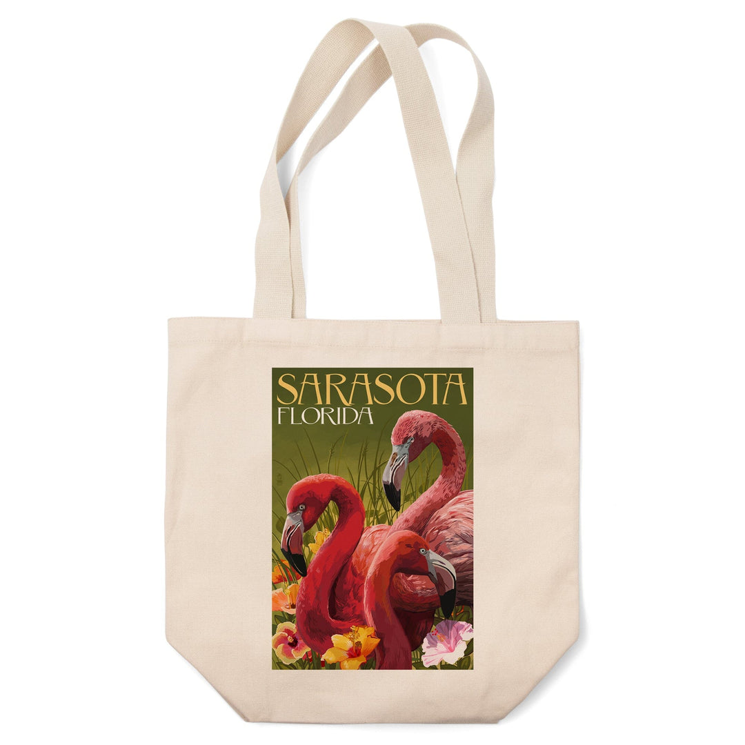 Sarasota, Florida, Flamingos, Lantern Press Artwork, Tote Bag Totes Lantern Press 