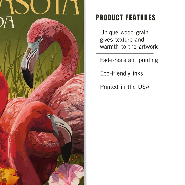 Sarasota, Florida, Flamingos, Lantern Press Artwork, Wood Signs and Postcards Wood Lantern Press 