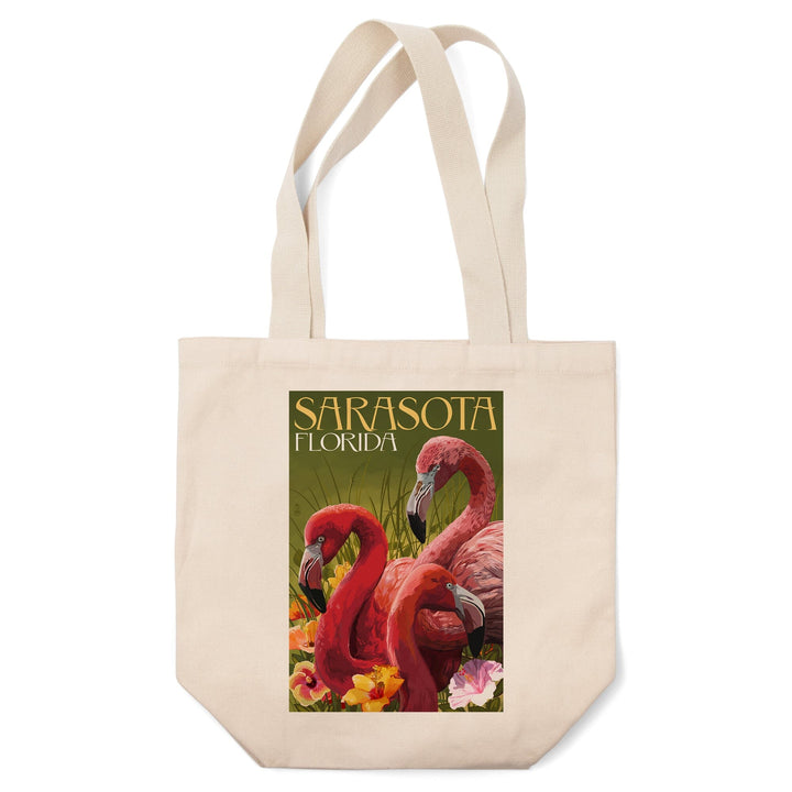 Sarasota, Florida, Flamingos, Tote Bag Totes Lantern Press 