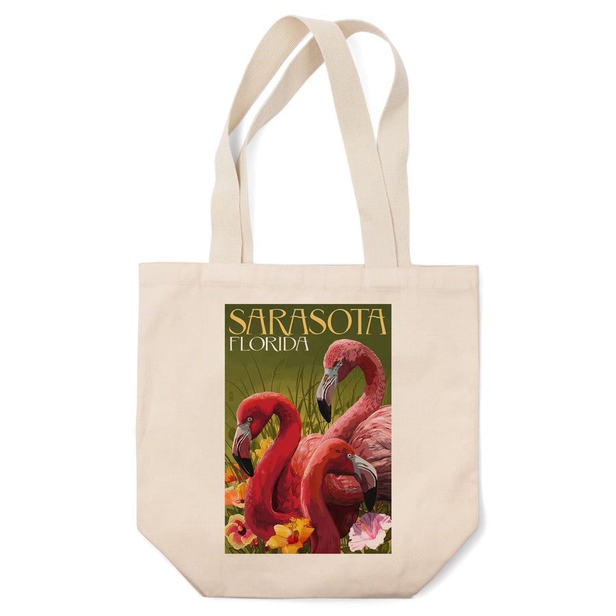 Sarasota, Florida, Flamingos, Tote Bag Totes Lantern Press 