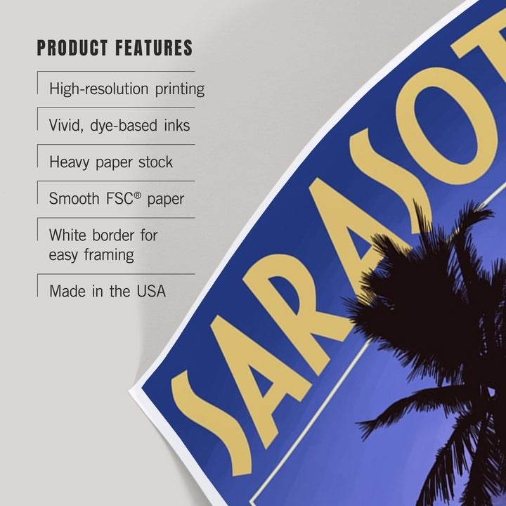 Sarasota, Florida, Palms and Sunset, Art & Giclee Prints Art Lantern Press 