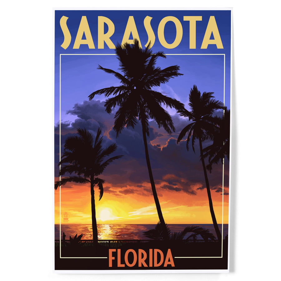 Sarasota, Florida, Palms and Sunset, Art & Giclee Prints Art Lantern Press 