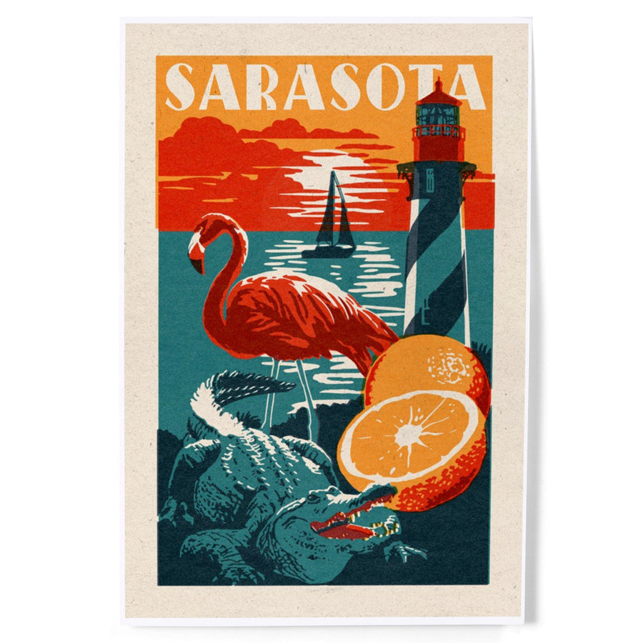 Sarasota, Florida, Woodblock, Art & Giclee Prints Art Lantern Press 