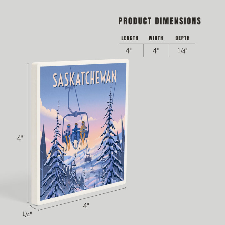 Saskatchewan, Chill on the Uphill, Ski Lift, Coasters Coasters Lantern Press 