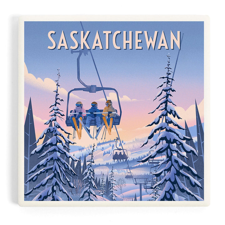 Saskatchewan, Chill on the Uphill, Ski Lift, Coasters Coasters Lantern Press 