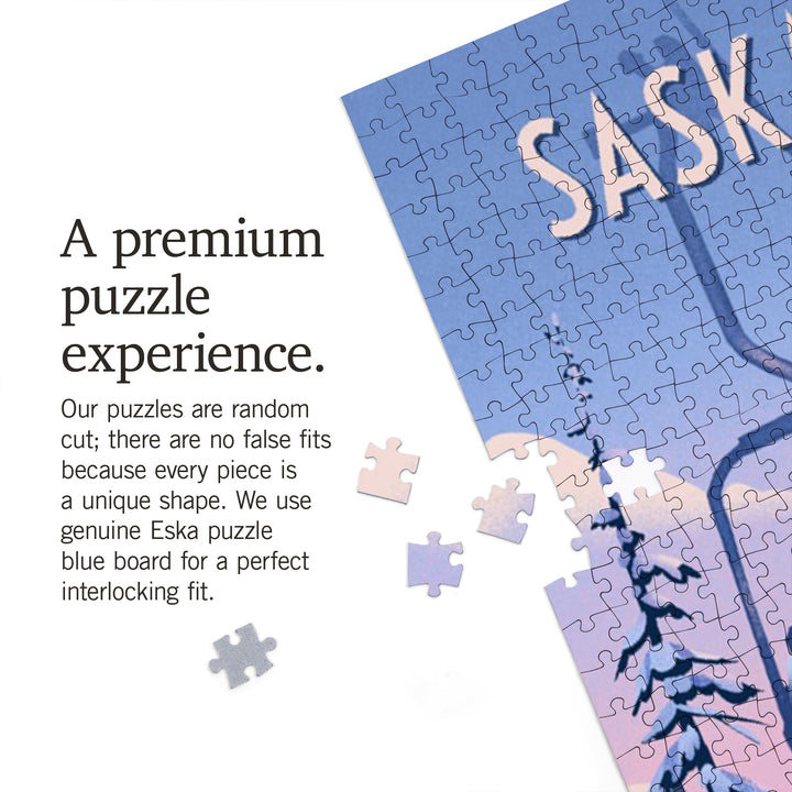Saskatchewan, Chill on the Uphill, Ski Lift, Jigsaw Puzzle Puzzle Lantern Press 