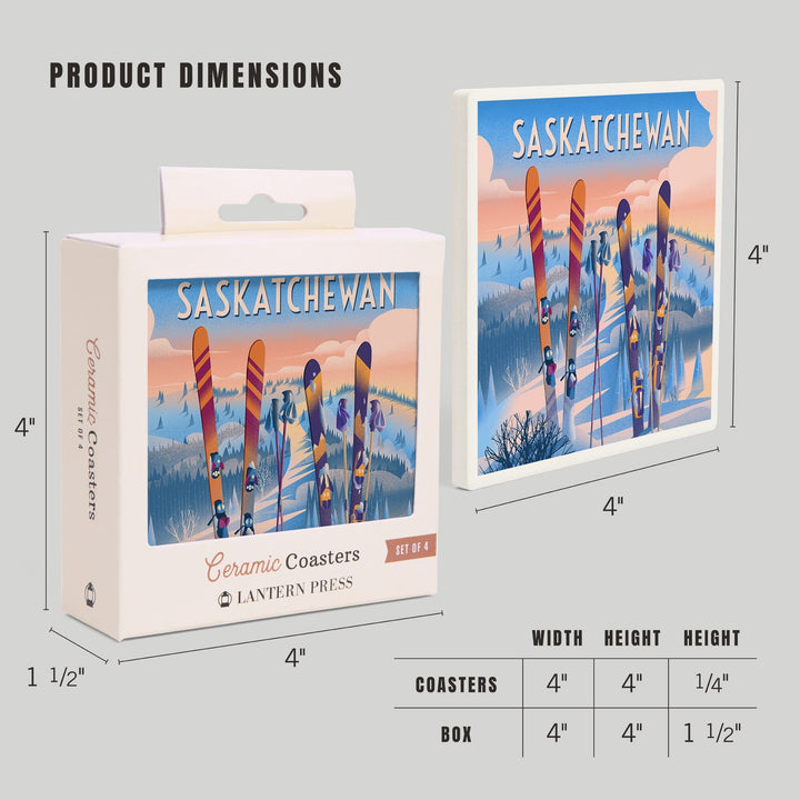 Saskatchewan, Prepare for Takeoff, Skis in Snowbank, Coasters Coasters Lantern Press 