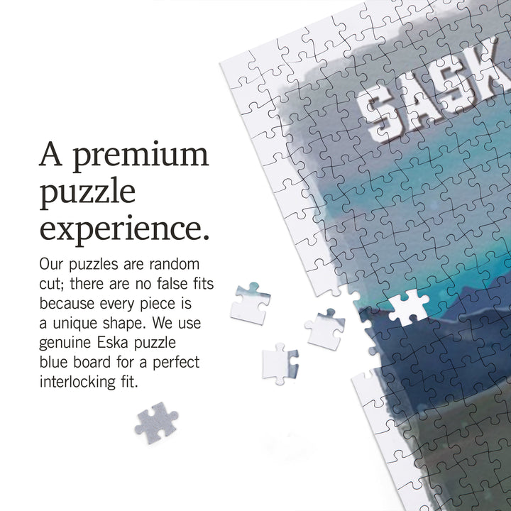 Saskatchewan, Watercolor Study, Caribou, Jigsaw Puzzle Puzzle Lantern Press 